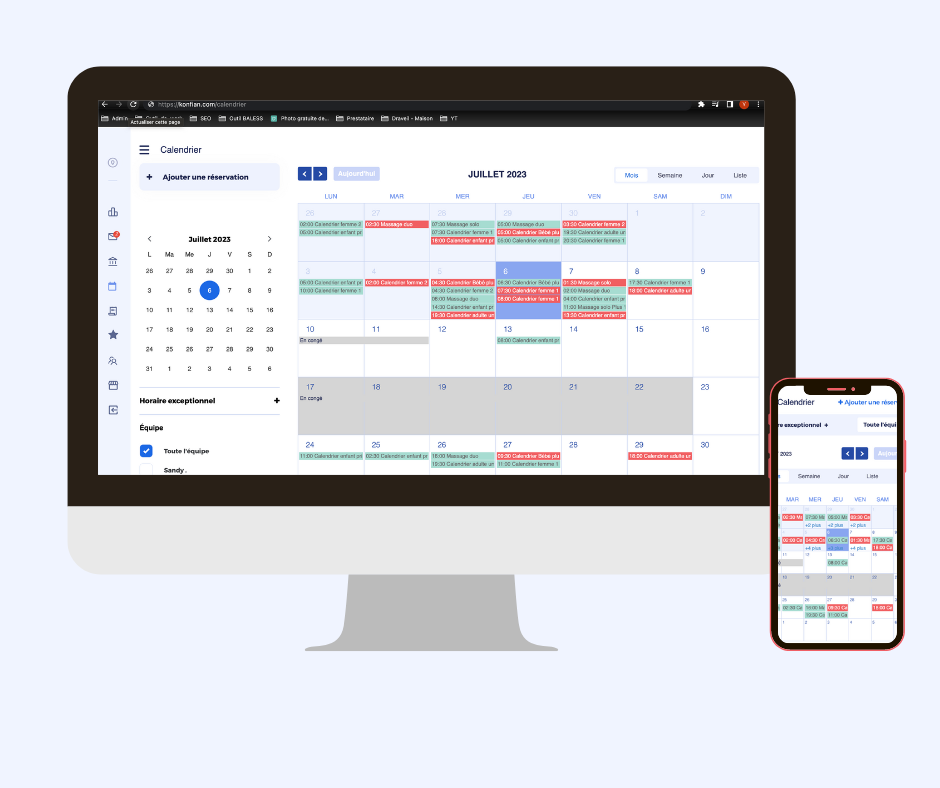 Konfian, agenda gratuit en ligne